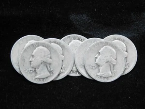 Lot of 7x 1936-D .25c Washington Silver Quarters - Better Date Lot - Picture 1 of 8