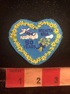 Vintage Wichita KS WBA 50 YEARS Aviation Capital Theme Bowling Shirt Patch 99N7 - Picture 1 of 2