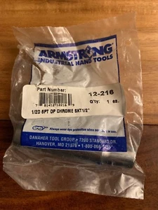 New ARMSTRONG 1/2" Drive X 1/2" SOCKET, 6 Point, Part No. 12-216, CHROME NOS - Imagen 1 de 4