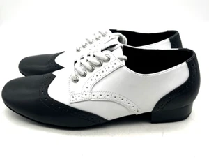 Herren US Größe 7 schwarz weiß Tanzschuhe EDEL Party Party Stil PP301 Tango Salsa - Bild 1 von 11