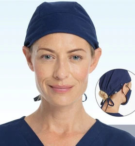pack of 2 Scrubstar Surgical Scrub Hats Blue Unisex Adult Adjustable Snap Tabs - Picture 1 of 2