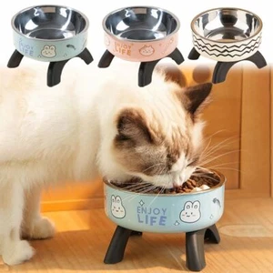 Stainless Steel High-legged Pet Bowl Neck-protectin Cat Feeding Bowl Cat/Puppy - Picture 1 of 15