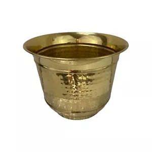 Maceta vintage de latón liso lacada 8" Boho Hollywood Regency India - Imagen 1 de 7