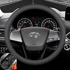 15" Steering Wheel Cover Black Leather Anti-slip for Hyundai Car Accessories