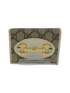 GUCCI Folded Wallet Horsebit Compact GG Supreme Beige Total Pattern Mens Used