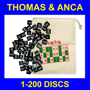 More details for raffle discs 1-200 plastic numbered discs &amp; bag for raffle club draw bingo