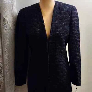 New Dana Buchman Women's Sz 8P lined gray purple white Tweed jacket hook closure - Picture 1 of 11