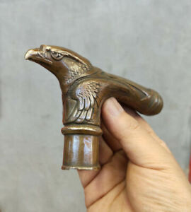 Wiktoriański stary brąz ręcznie rzeźbione posągi orła antyczna laska głowa