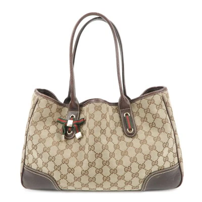 Auténtico Bolso de Mano GUCCI Princy Sherry GG Beige Lona Cuero 163805 Usado Foto 1 de 4