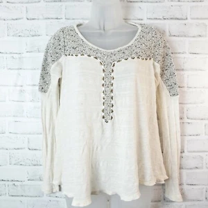 Distressed Lightweight Shirt w Crochet Neckline, Size Small - by Meadow Rue - Picture 1 of 9