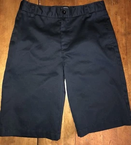 Lands End Navy Blue Flat Front School Uniform Shorts Size 18S Adjustable Waist - Picture 1 of 5