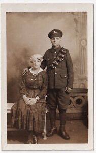SOLDIER & LADY - Cuttriss / Newcastle On Tyne - World War One era photo postcard