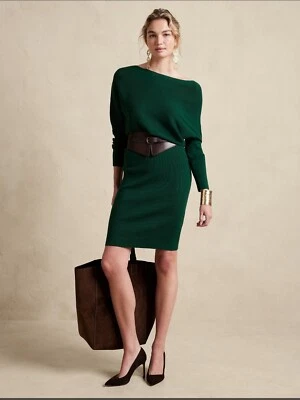 Nuevo con etiquetas Vestido Suéter Colleta Hombro Descubierto Talla Mediana en Verde Esmeralda Bosque Foto 1 de 4