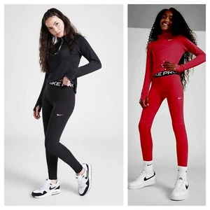 Nike Pro Girls Leggings(Black) Dri-Fit Sport Jogging Sport Junior Sizes XS to XL - Picture 1 of 10