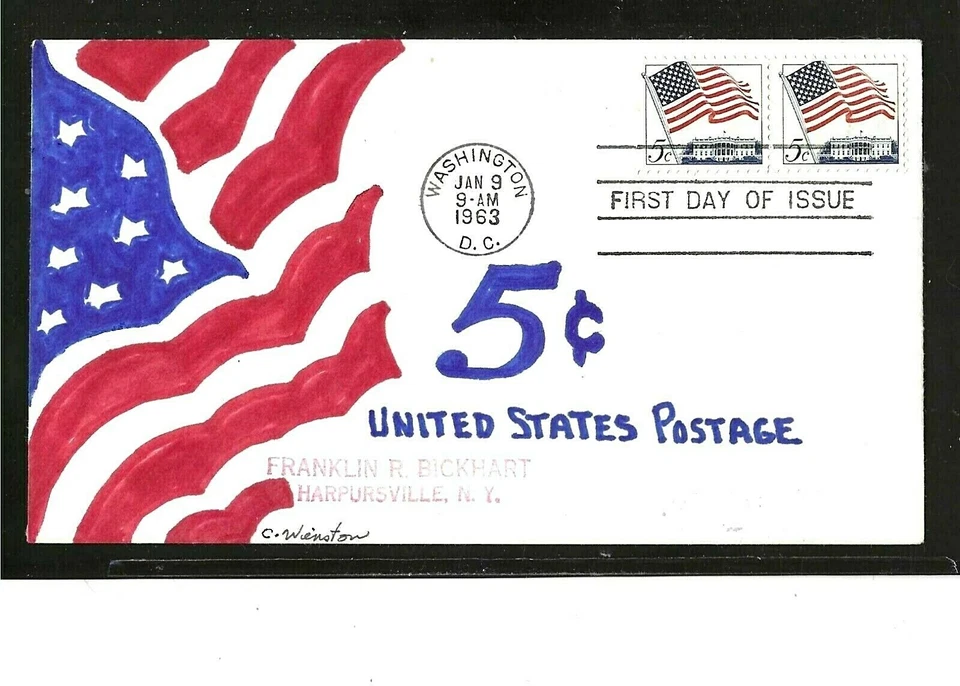 1208 5c Stamp (1963) FLAG OVER THE WHITE HOUSE FDC HD/HP FROM C. WINSTON !!! - Image 1 of 1