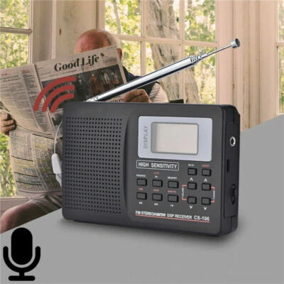 Portable World Full Band Radio Receiver AM/FM/SW/MW+Alarm Clock/LCD Display - Image 1 of 4