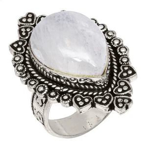 Rainbow Moonstone Gift For Christmas Ethnic Jewelry Ring "9" - Picture 1 of 4