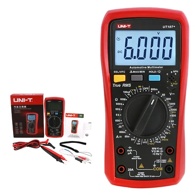Automotive Multimeter UNI-T Digital mS PULSE Tach Dwell Temp RPM Battery Tester - Image 1 of 4