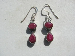  .925 Sterling Silber / Rubin Ohrringe 20 ct. Stein / Silber - Bild 1 von 5