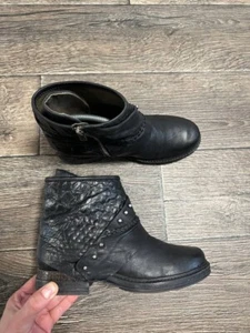 A.S. 98 Airstep black Leather Boots Women sz 38 Y2K biker - Picture 1 of 9