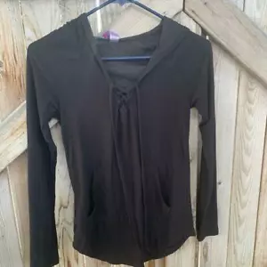 No Boundaries top hooded pocket lace up thin XS - Picture 1 of 8