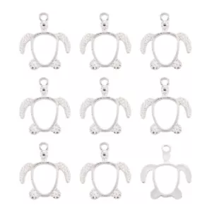 20Pcs Turtle Tortoise Open Back Bezel Pendants Alloy Frame Charms Silver 21.5mm - Picture 1 of 4