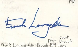 Frank Langella Schauspieler Dracula Film handsigniert signed Karteikarte JSA COA - Bild 1 von 2
