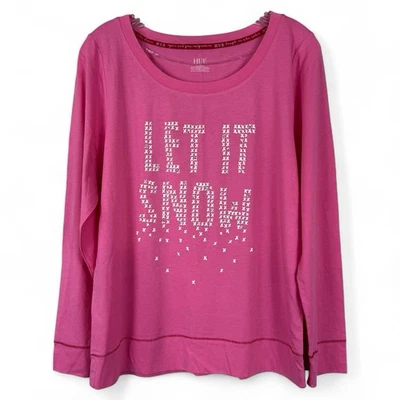 Top de pijama ligero manga larga HUE Let It Snow talla para mujer talla S rosa nuevo con etiquetas Foto 1 de 4