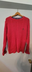 Chaps Ralph Lauren Men's Red Cable Knit Sweater Medium, Vintage - Picture 1 of 3
