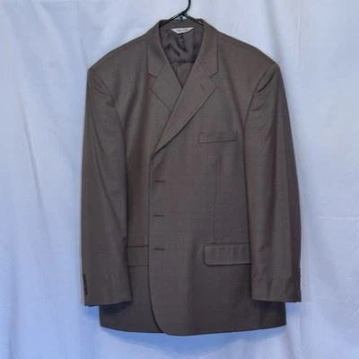 Linea Uomo Men’s 100% Wool Jacket & Pants Suit Size 48 (43x27.5) Brown - Image 1 of 4