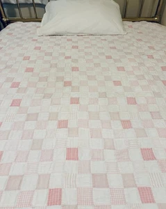Pottery Barn Kids Cotton Quilt Patchwork Pink/ White Twin Size  71" X 94” - Picture 1 of 4