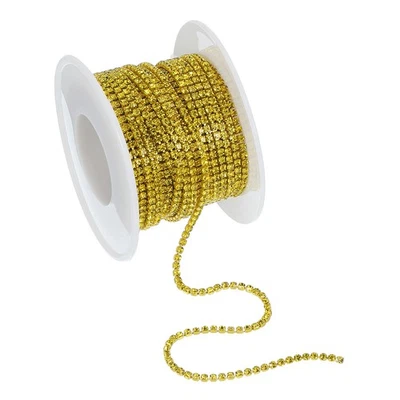 Cadena de cierre de diamantes de imitación de cristal de 10 yardas amarillo/amarillo brillante (2 mm) Foto 1 de 4