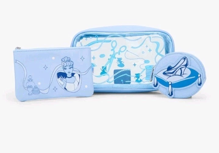 NEW! Disney Cinderella Classic Icons Cosmetic Bag Case 3 Piece Set Make Up Bag  - Image 1 of 4