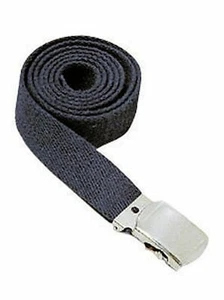 Cinturón De Telas Algodón Azul Marino Hebilla Color Plata Nueva - Imagen 1 de 1