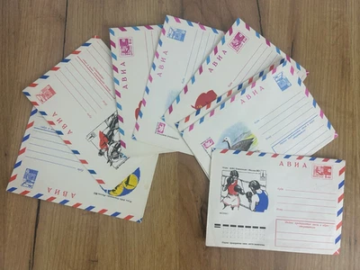 Vintage 1970s set of 8 new air envelopes post of the USSR. Olympiad 80. - Image 1 of 4