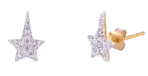 0.48ct Natural diamond 14K BIS Hallmarked yellow gold stud star Earrings - Picture 1 of 5