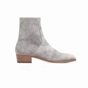 Stivaletti uomo chelsea stivaletti vera pelle scamosciata scarpe British western tacco zip - Foto 1 di 31