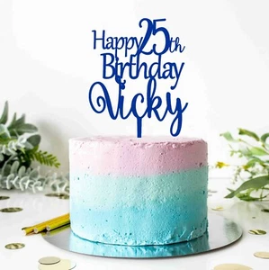 Happy Birthday Cake Topper ANY NAME PERSONALISED Decoration Party CUSTOM Acrylic - Picture 1 of 10