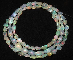 Natural Ethiopian opal tumble necklace in 925 silver opal tumble beads necklace - Picture 1 of 8