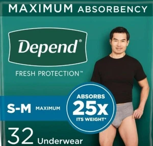 Depend Fresh Protezione Incontinenza Biancheria Intima per Uomo, Pannolini Adulti, S/M, 32 C - Foto 1 di 1