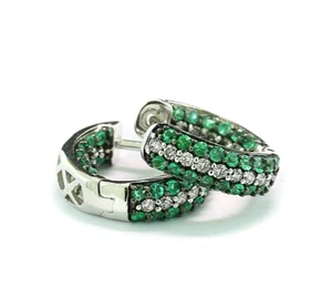 Tsavorith Brillant Creolen "Top Green" 750 Weissgold Wert 3.300 EURO Neu - Bild 1 von 3