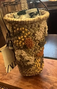 New ZARA Straw Wicker Floral Embroider Crossbody Bag beige 6208/910 - Picture 1 of 6