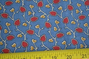 22" Long, Vintage 1987, Cream Tan & Red on Blue Quilt Cotton, Marcus, N1131 - Picture 1 of 5
