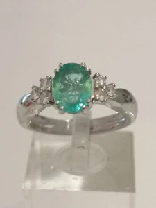 Anello in ORO Bianco 18 kt 750 con SMERALDI e DIAMANTI Brillanti Trilogy Donna - Foto 1 di 1