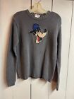 Disney Big Bad Wolf Chunky Knit Gray Pullover Sweater Medium Embroidered