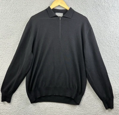 Suéter Lord & Taylor Para Hombre Grande Negro Nuevo Lana Merino 1/4 Cremallera Pullover Cuello Foto 1 de 4