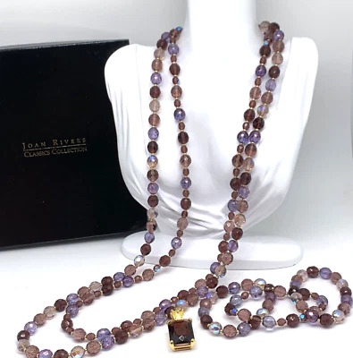 Фиолетовые граненые ожерелья с бисером с подвеской и браслетами Joan Rivers - Изображение 1 из 4