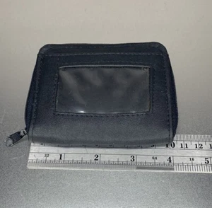 Vintage ID Wallet Change Pouch Credit Card Key Holder Black Zip Around NOS - Picture 1 of 4