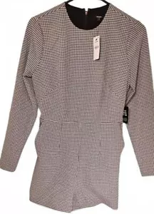 Express Black and White Houndstooth Long Sleeve Romper Size 2 NWT - Picture 1 of 10