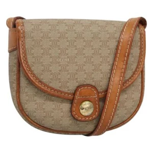 CELINE Macadam Canvas Shoulder Bag PVC Beige Gold Auth BD1320 - Picture 1 of 20